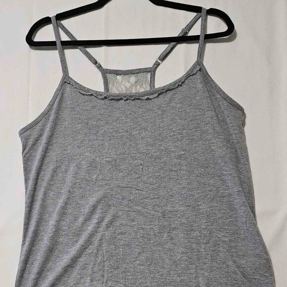 Faded Glory Gray Strappy Tank Top with Lace Back Detail - Picture 1 of 4